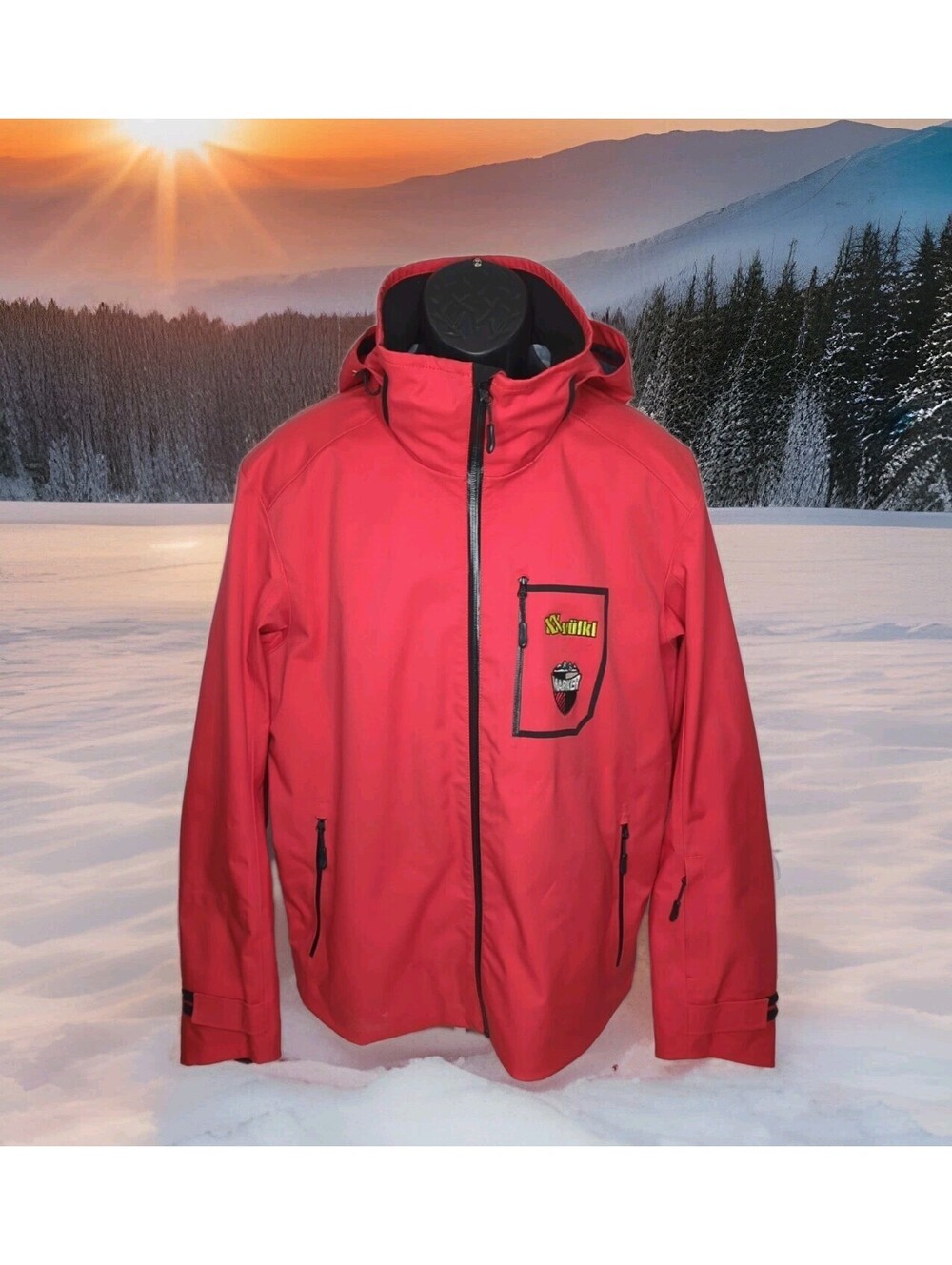 Volkl Ski Waterproof Windproof Sensortex Jacket Shell Coat Men Large Marker Hood